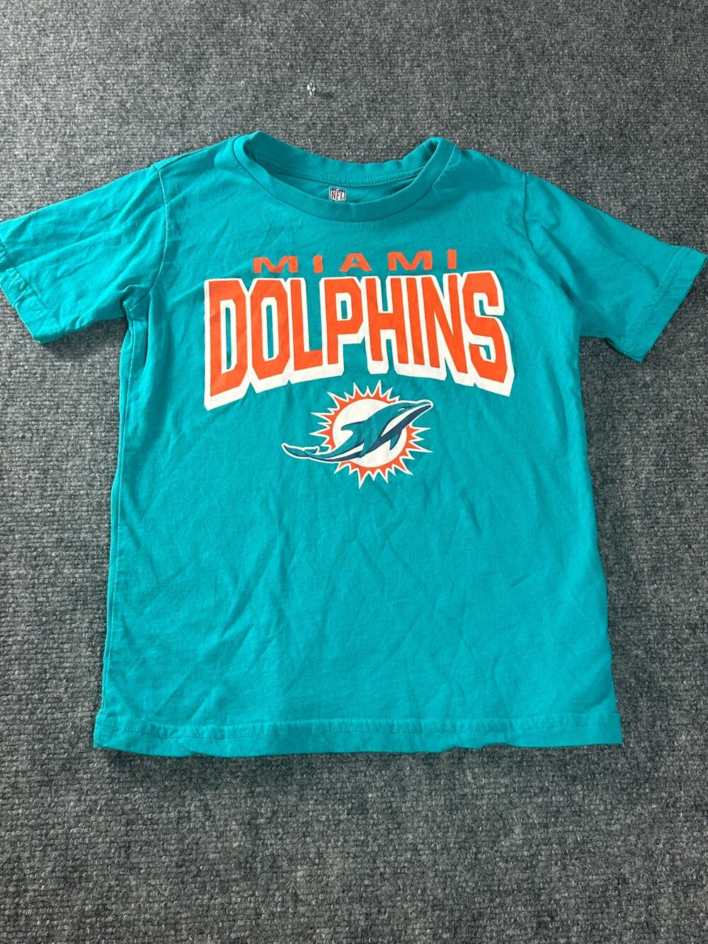 NFL Miami Dolphins Youth Small 8 Graphic T-Shirt Aqua Short Sleeve Football Tee